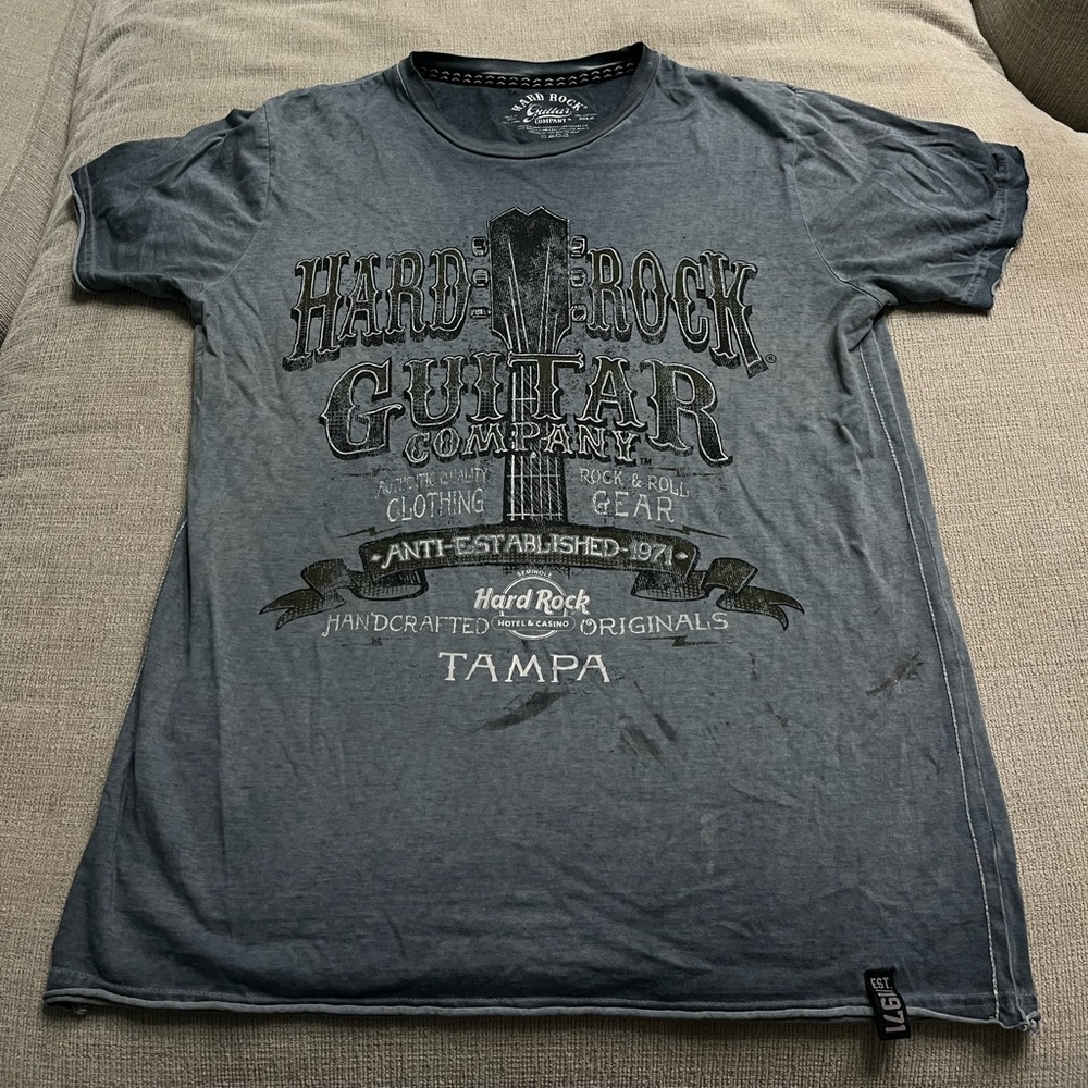 HARD ROCK GUITAR COMPANY T-SHIRT vintage Tampa Size M Blue